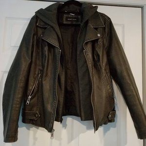 Black Rivet Faux Leather Jacket